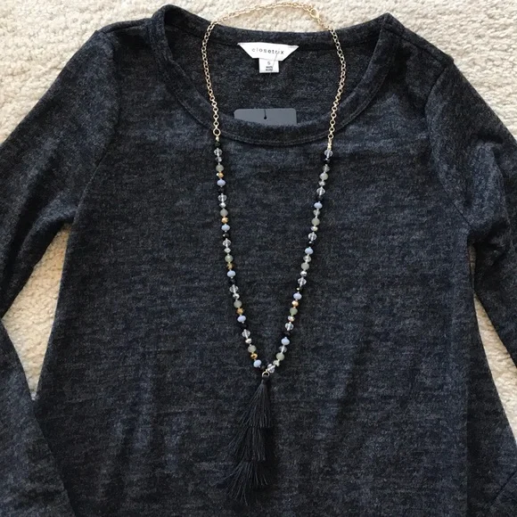 Black Handkerchief Hem Tunic Top - Picture 3 of 7